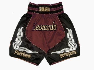 Shorts Boxe Anglaise Personnalisé : KNBSH-024-Bordeaux-Noir